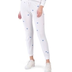 Chaser White Tiny Hearts Cozy Jogger Lounge Pant